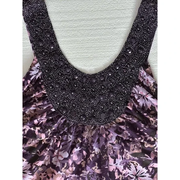 Vanity Y2K Babydoll Tank Top Women Beaded Sequins Fairy Purple Size Small Summer - Picture 2 of 8